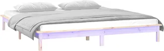 vidaXL Estructura De Cama Led Sin Colch&oacute;n Madera Maciza 140x190 Cm Vidaxl