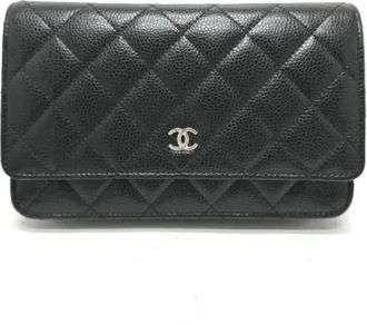Chanel Tweedehands leren portemonnees - Dames - Vintage Schoudertas - Zwart - ONE Size - Vintage