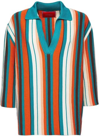 La DoubleJ Bay Polo stripe-pattern jumper - women - Cotton - M - Red