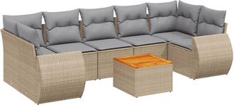 vidaXL Vidaxl - Juego De Sof&aacute;s De Jard&iacute;n Con Cojines Beige 8 Pzas Rat&aacute;n Pe