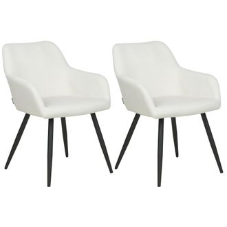 Beliani Beliani - Conjunto De 2 Sillas De Comedor De Estilo Moderno En Color Blanco Crema Fabricadas En Terciopelo Con Patas De Metal Casmalia