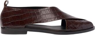 Scarosso Eros Donkerbruin Krokodil - Heren - Sandalen - Bruin - 47 EU - Leer - Schoenen