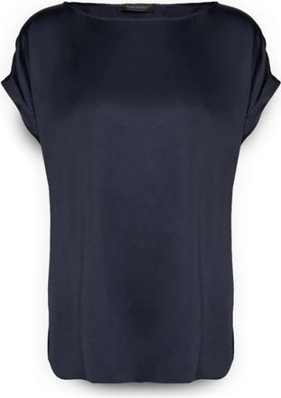 Elena Miro Satijnen Blouse - Dames - Blouses - Blauw - 3XL - Satijn - Overhemden