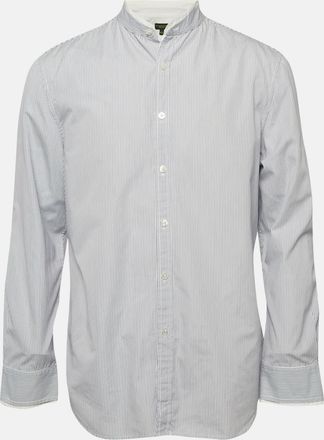 Shanghai Tang Blue Striped Cotton Long Sleeve Shirt