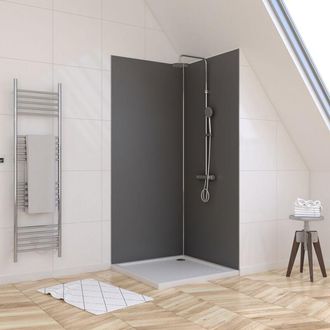 Aurlane Set di 2 Pannelli Murali in Alluminio Grigio 90+90x210 cm con Profili Anodizzato Brillante - wallit