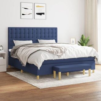 vidaXL Vidaxl - Cama Box Spring Con Colch&oacute;n Tela Azul 180x200 Cm