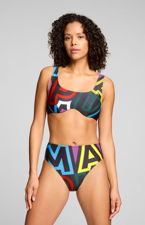 Puma Badehose PUMA PUMA SWIM WOMEN PRINTED SCOOP NECK TOP 1P, Damen, Gr. XL, N-Gr, multi colour, Obermaterial: 82% Polyester, 18% Elasthan, Badehosen Badeh