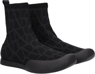 Valentino Garavani Mens Black Fabric High Top Sneakers