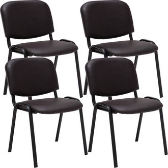 Clp Clp - Set De 4 Sillas De Reuniones Ken En Cuero Pu Marr&oacute;n