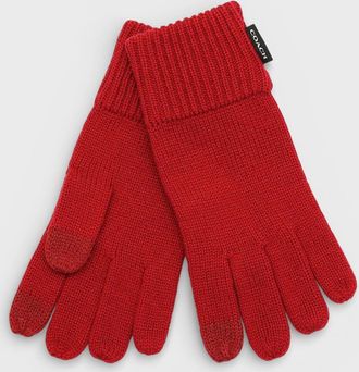 Coach Mens Coach Patch Gloves Dark Red - Red/Red - Size: XL