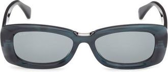 Max Mara 53mm Rectangular Sunglasses in Striped Gunmetal /Mint at Nordstrom
