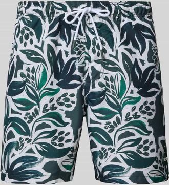 Shiwi Regular Fit Badehose mit Label-Patch Modell Mike in Dunkelgruen, Größe XXL