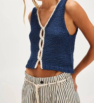 Free People Sicily Sweater Shell In Dark Denim Combo