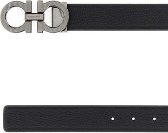 Ferragamo Mens Double Adjus Belt Black Calf
