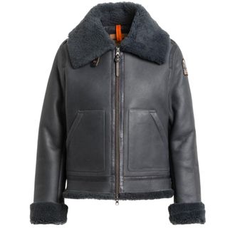 Parajumpers Gialean Special Phantom Donkergrijze Leren Jas