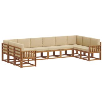 vidaXL Conjunto De Sof&aacute;s De Exterior Con Coj&iacute;n 10 Pcs Natural Y Beige Vidaxl