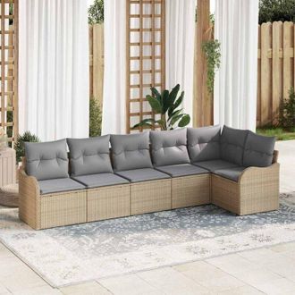 vidaXL Vidaxl - Conjunto De Sof&aacute; De Jard&iacute;n Con Coj&iacute;n 6 Pcs Beige Polirat&aacute;n