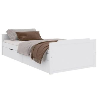 Berkfield Home Bed Frame with Drawers White Solid Wood Pine 90x200 cm