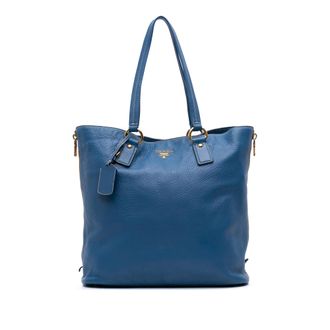 Prada Tweedekans Vitello Daino Zijrits Shopper Tote