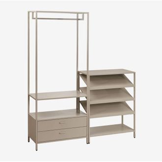 Sklum Armario Modular Abierto De 2 Piezas Con Cajones Y Zapatero Bajo En Acero Janine Sklum