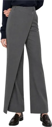Kocca Broeken, Dames, Grijs, S, Asymmetrische Wijde Broek met Hoge Taille