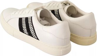 Marc Jacobs White Leather Crystal Embellished Sneakers Womens Shoes (Pre-Owned)