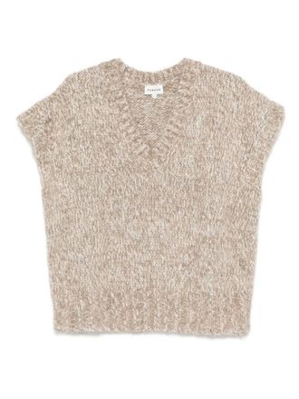 P.A.R.O.S.H. v-neck short-sleeve top - women - Polyester/Alpaca - S - Neutrals