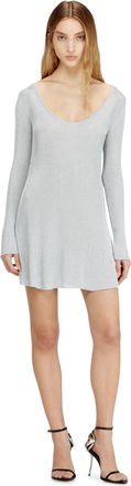 Diesel Short dress in metallic ribbed knit - Dresses - Woman - Grey