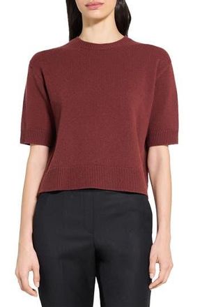 Theory Short Sleeve Cashmere Sweater in Oxblood Red at Nordstrom Rack, Size Large