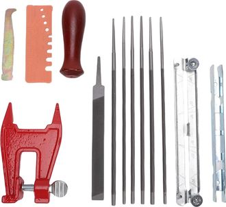 Infinite Juego De Afilado Para Motosierra 14 Piezas Limas Redondas De Acero (3-5,5 Mm) Con Soporte Y Estuche Para Trabajos De Carpinter&iacute;a Y Mantenimiento