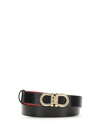 Ferragamo Womens Belt Gancini Black Calf Leather