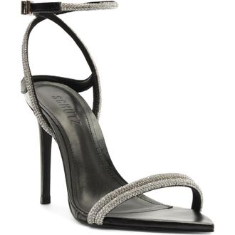 Schutz Skye Shine Ankle Strap Sandal in Black at Nordstrom, Size 9.5