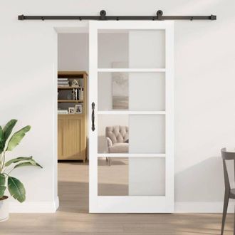 vidaXL Vidaxl - Puerta Corredera Manual Blanco 93 X 211 Cm Madera Y Metal