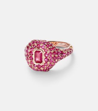 Shay Jewelry Anello da mignolo in oro rosa 18kt con rubino