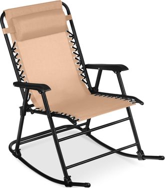 Best Choice Products Folding Outdoor Zero Gravity Rocking Lounge Chair w/ Headrest Pillow