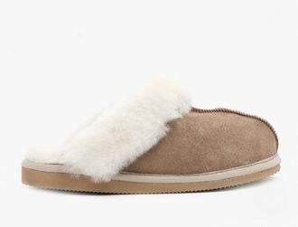 Shepherd Jessica Womens Sheepskin Mules Stone - Brown - Size UK 8
