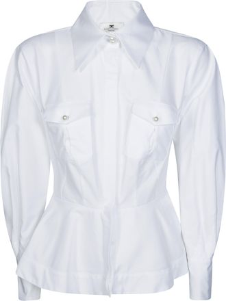 Elisabetta Franchi White Tailored Flared Hem Shirt
