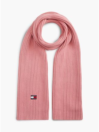 Tommy Hilfiger Womens Tommy Jeans Badge Rib-Knit Scarf - Pale Primrose