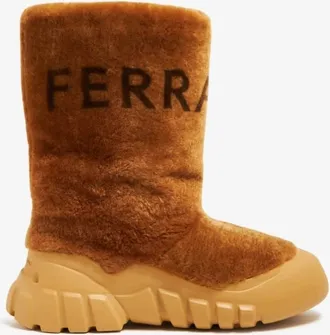 Ferragamo Delphi Shearling Ski Boots, Size 10