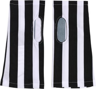 Dolce & Gabbana Black White Nylon Fingerless Wrist Length Womens Gloves