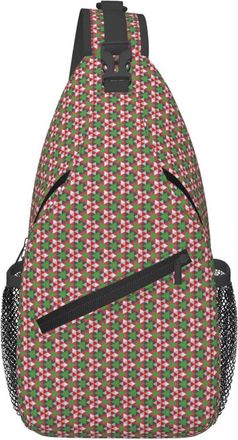 Generic Happy Christmas Red Green Geometric Crossbody Bag Adjustable Cross Body Bag Lightweight Chest Backpack For Women Men Cycling