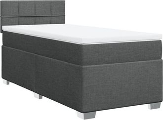 vidaXL Vidaxl - Cama Box Spring Con Colch&oacute;n Tela Gris Oscuro 90x200 Cm