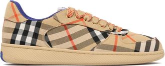 Burberry Schoenen, Heren, Veelkleurig, 42 EU, Geruite Gebreide Sneakers