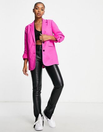 Pieces Oversize-Blazer in leuchtendem Rosa