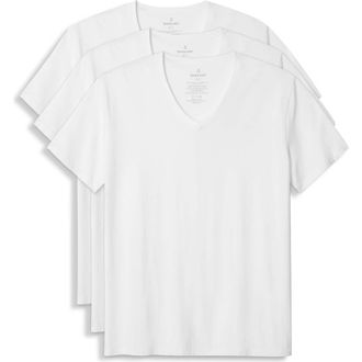 Tommy John 3-Pack Second Skin Modern Fit Stretch Modal V-Neck Undershirts in White at Nordstrom, Size Small