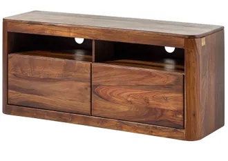 Massivmoebel24 Mobile Tv In Legno Di Shesham / Acacia 130x40x58 Noce Cerato Toronto 219