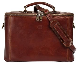 Pik&eacute; Kulturbeutel PIK&Eacute;, Damen, Gr. B/H/T: 33cm x 24cm x 22cm onesize, braun, Leder, gl&auml;nzend, Taschen Kulturbeutel, echt Leder, Made in Italy