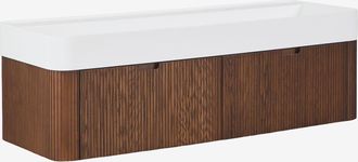 Sklum Conjunto De Mueble De Ba&ntilde;o Suspendido 130x45 Cm En Madera Con Lavabo Integrado Saioa Sklum