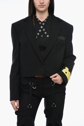 Off-white SEASONAL Blazer Crop con Dettagli in Satin Off-White