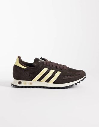 adidas Originals LA - Sneakers marroni e gialle-Marrone